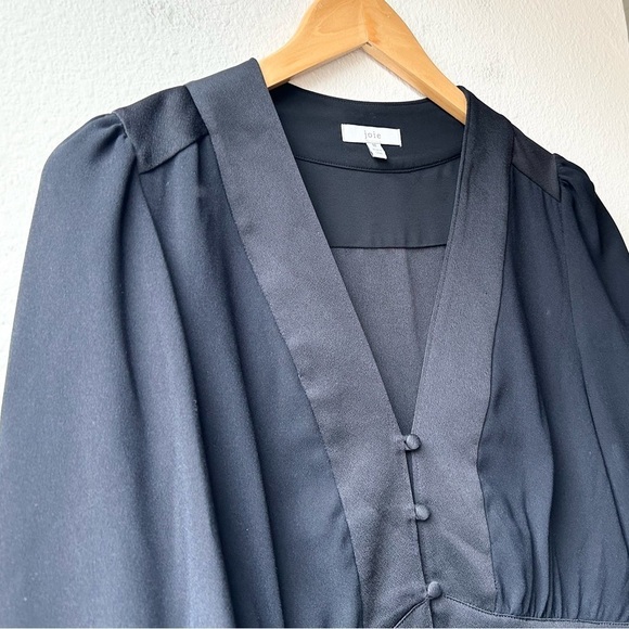 JOIE Monisha Black Shawl Collar Peplum Blouse Sz M - Picture 6 of 14